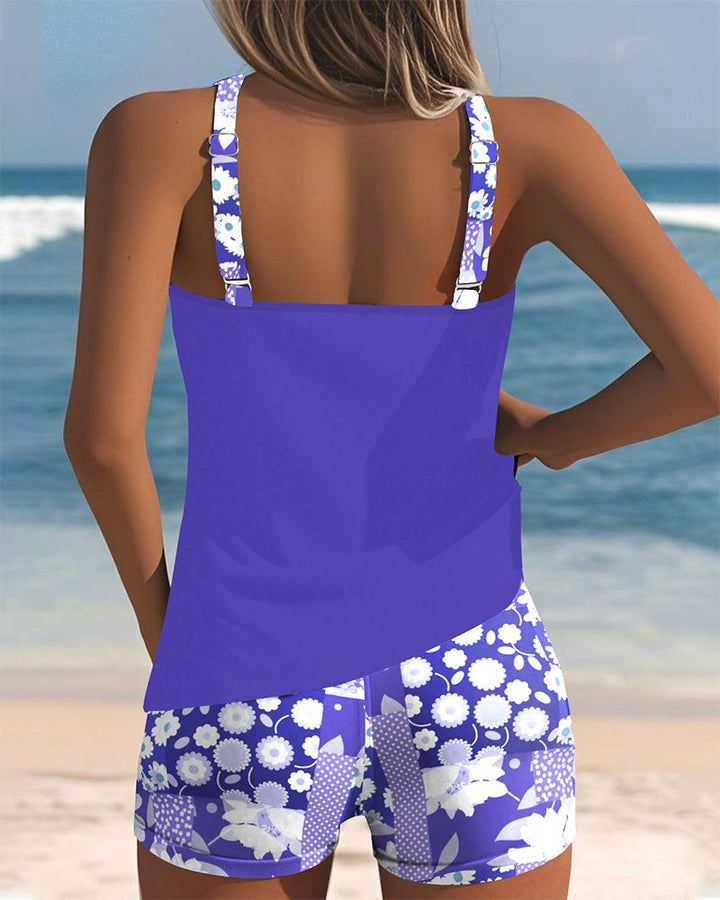 Colette | Swimsuit Tank Top with Printed Boxer Set