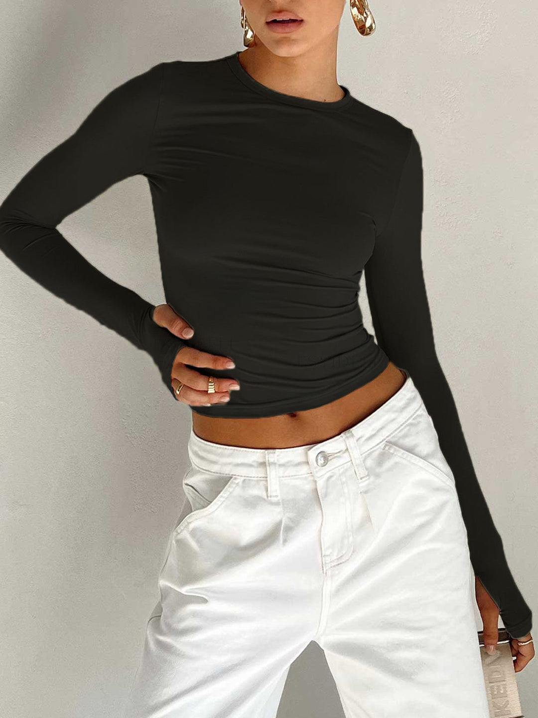 Semi-Sheer Long Sleeve Crop Top