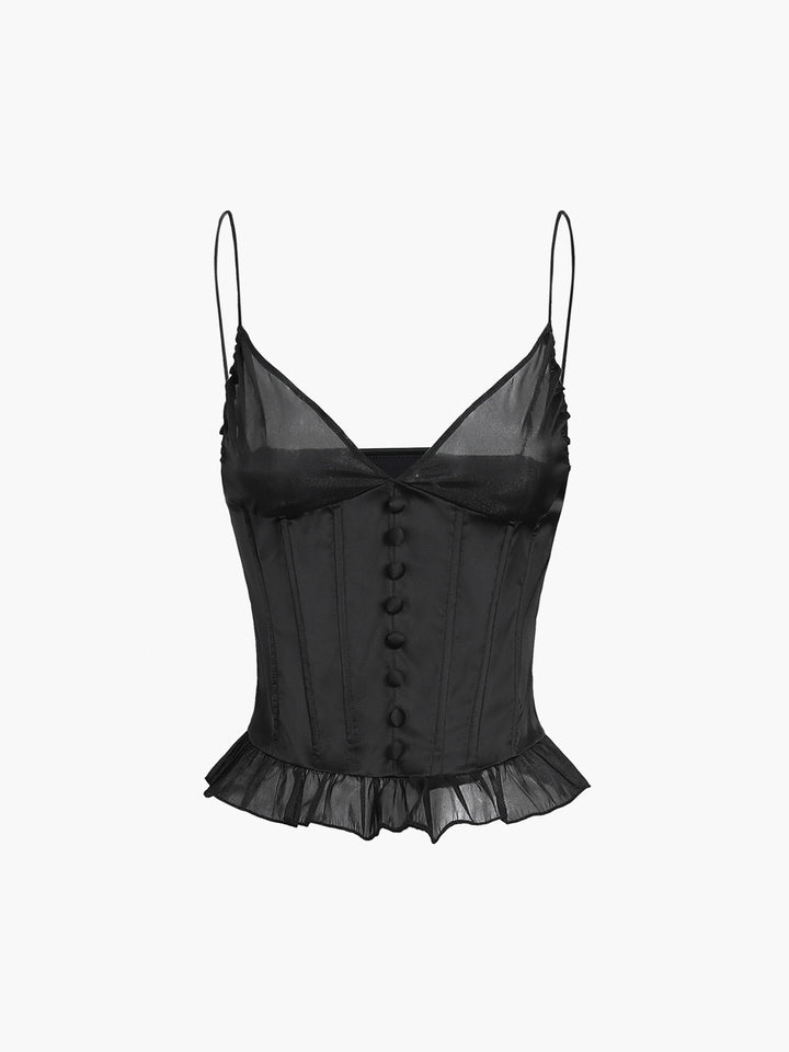Balletcore Satin Mesh Bustier Cami Top