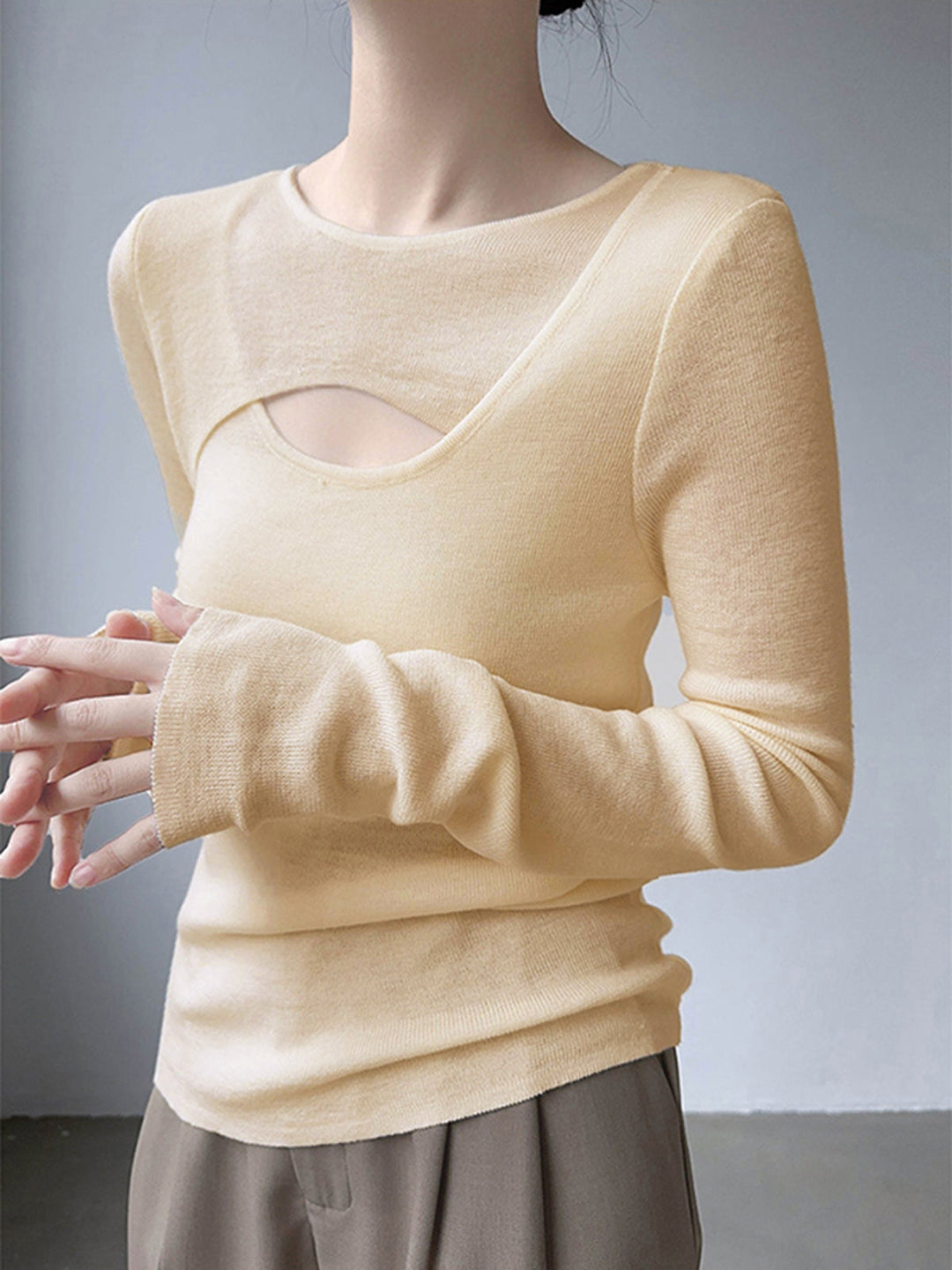 Criss Cross Cutout Long Sleeve Top