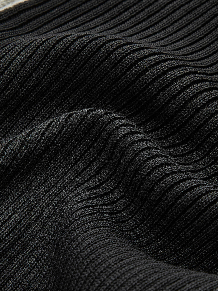 Contrast Trim Double-Zipper Knit Top