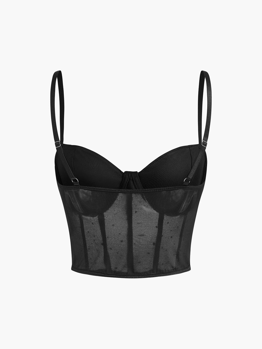 Semi-Sheer Mesh Polka Dot Corset Top