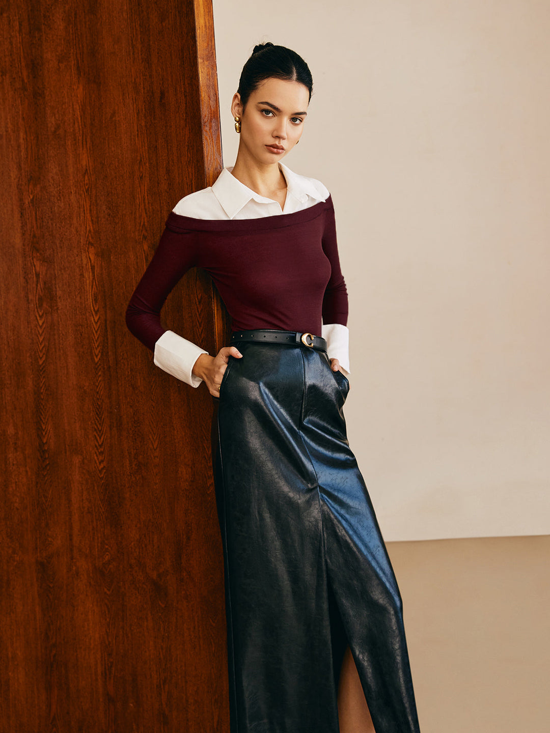 Semi-Sheer Panel Jersey Slim Top