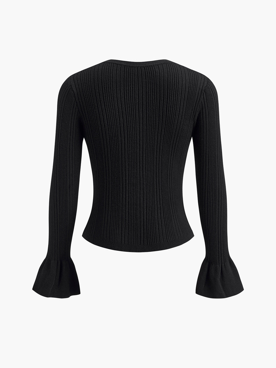 Pearl Decor Ruffle-Cuff Knit Top