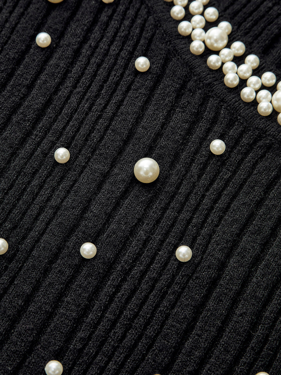 Pearl Decor Ruffle-Cuff Knit Top