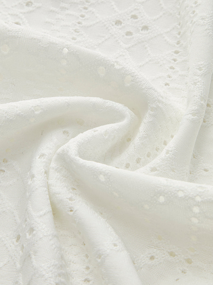 Semi-Sheer Stand Collar Side-Pleated Skinny Top