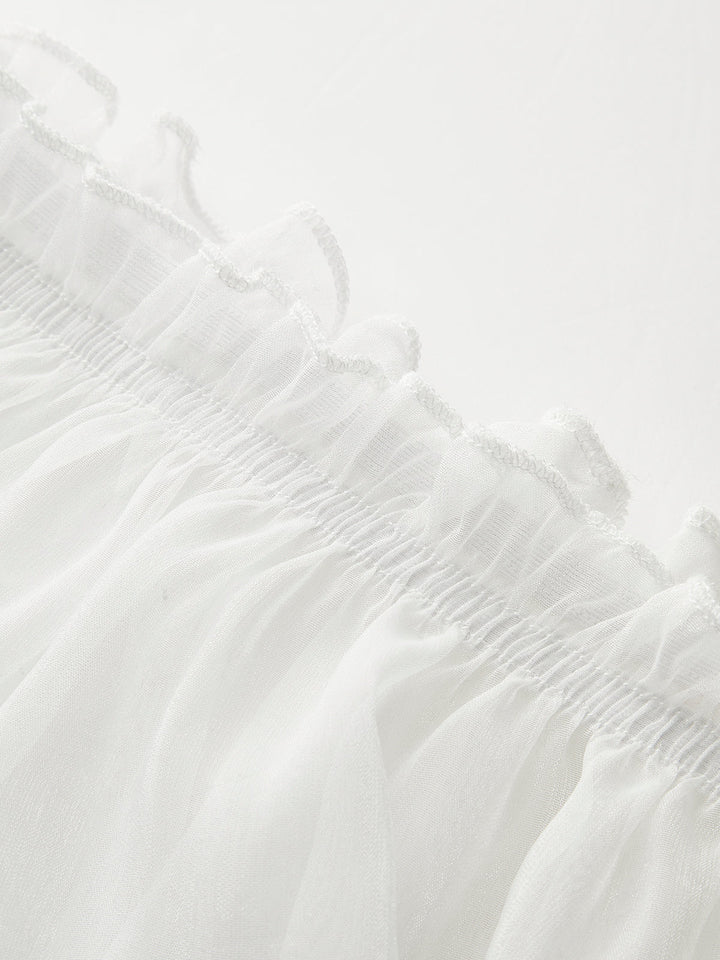 Semi-Sheer Gradient Floral Off-Shoulder Chiffon Top