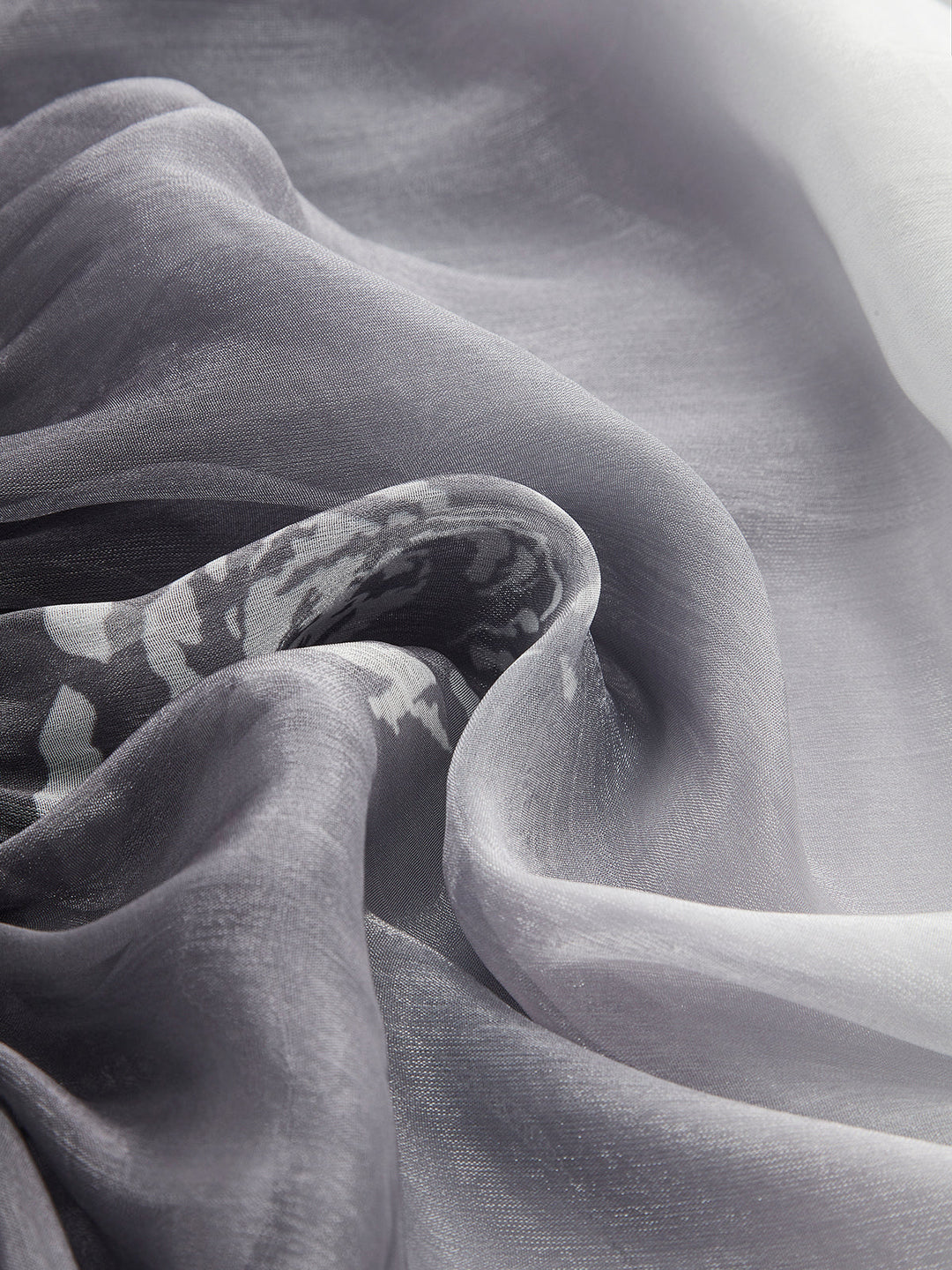 Semi-Sheer Gradient Floral Off-Shoulder Chiffon Top