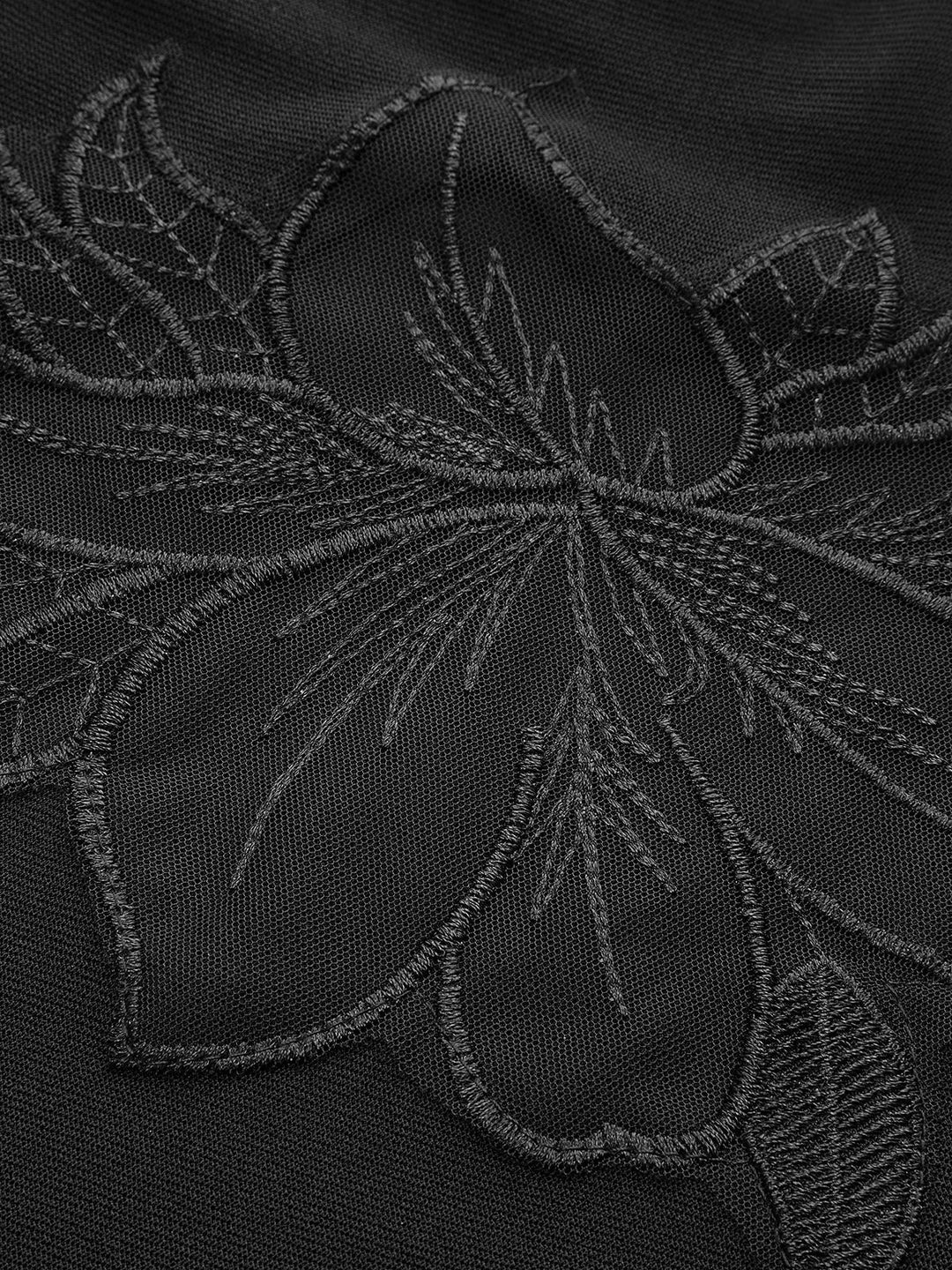 Semi-Sheer Mesh-Floral Slim Jersey Top