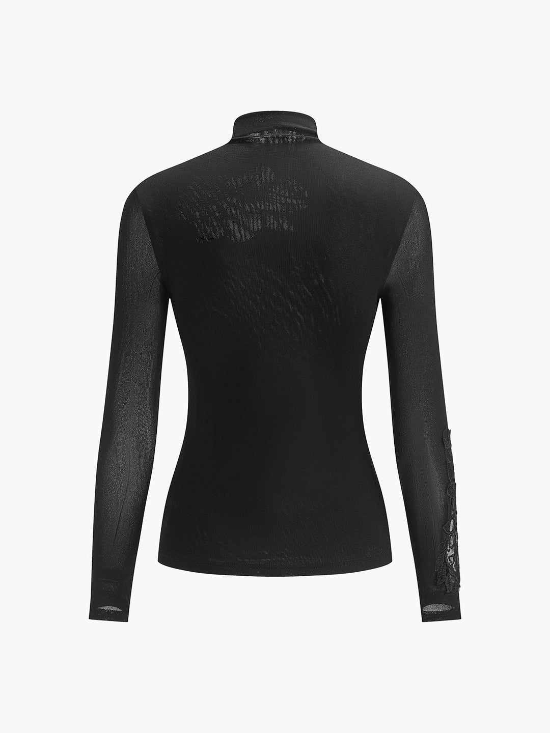 Semi-Sheer Mesh-Floral Slim Jersey Top