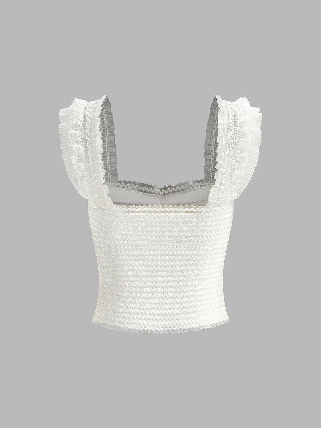 Ruffled Strap Buttoned Smocked Top