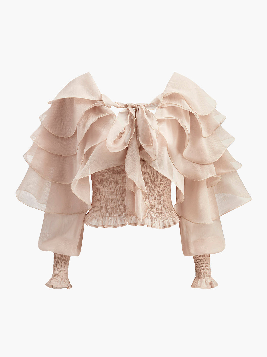 Semi-Sheer Chiffon Ruffle Backless Top