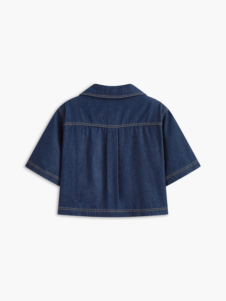 Denim Pocket Detail Shorts Set