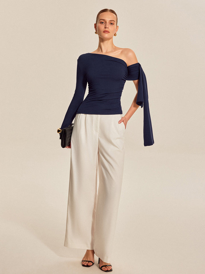 Asymmetrical Draped Sleeve Top