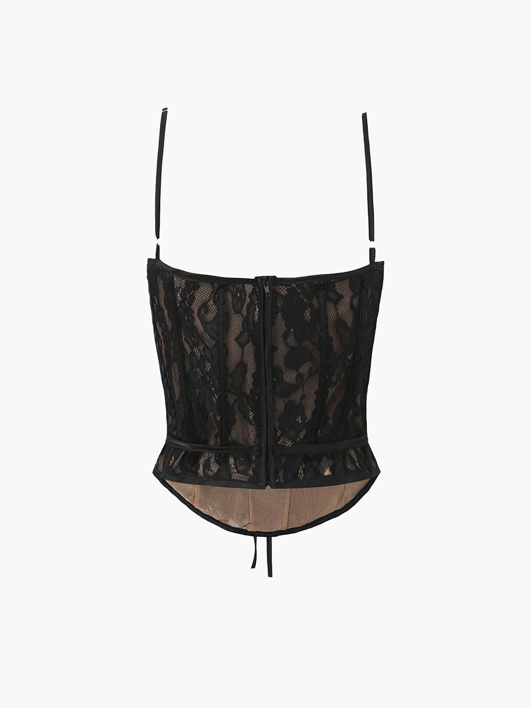 Semi-Sheer Sweetheart Neck Lace Tie Top