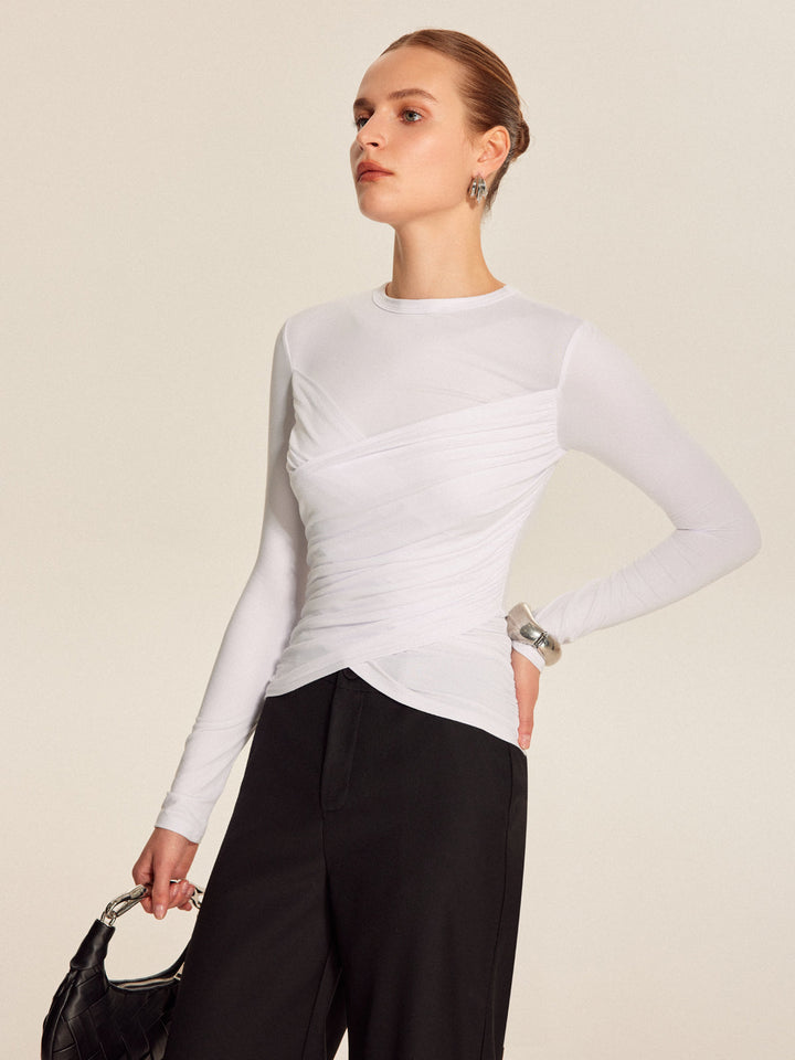 Twist-Front Long Sleeve Top