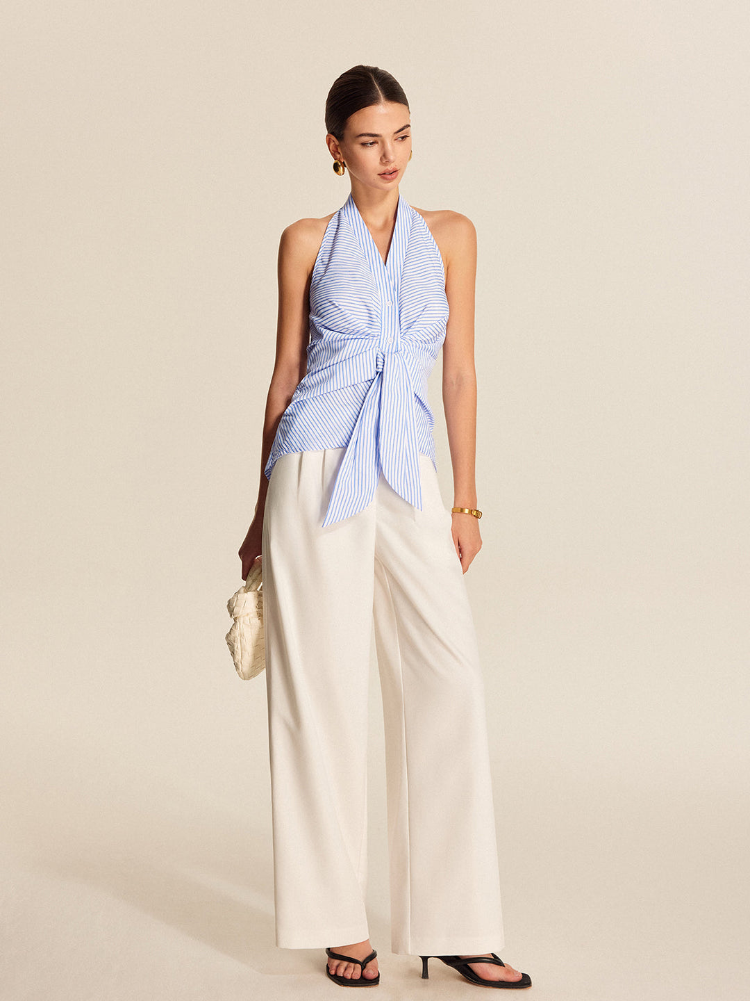 Striped Halter Tie Top