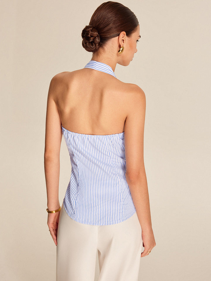 Striped Halter Tie Top