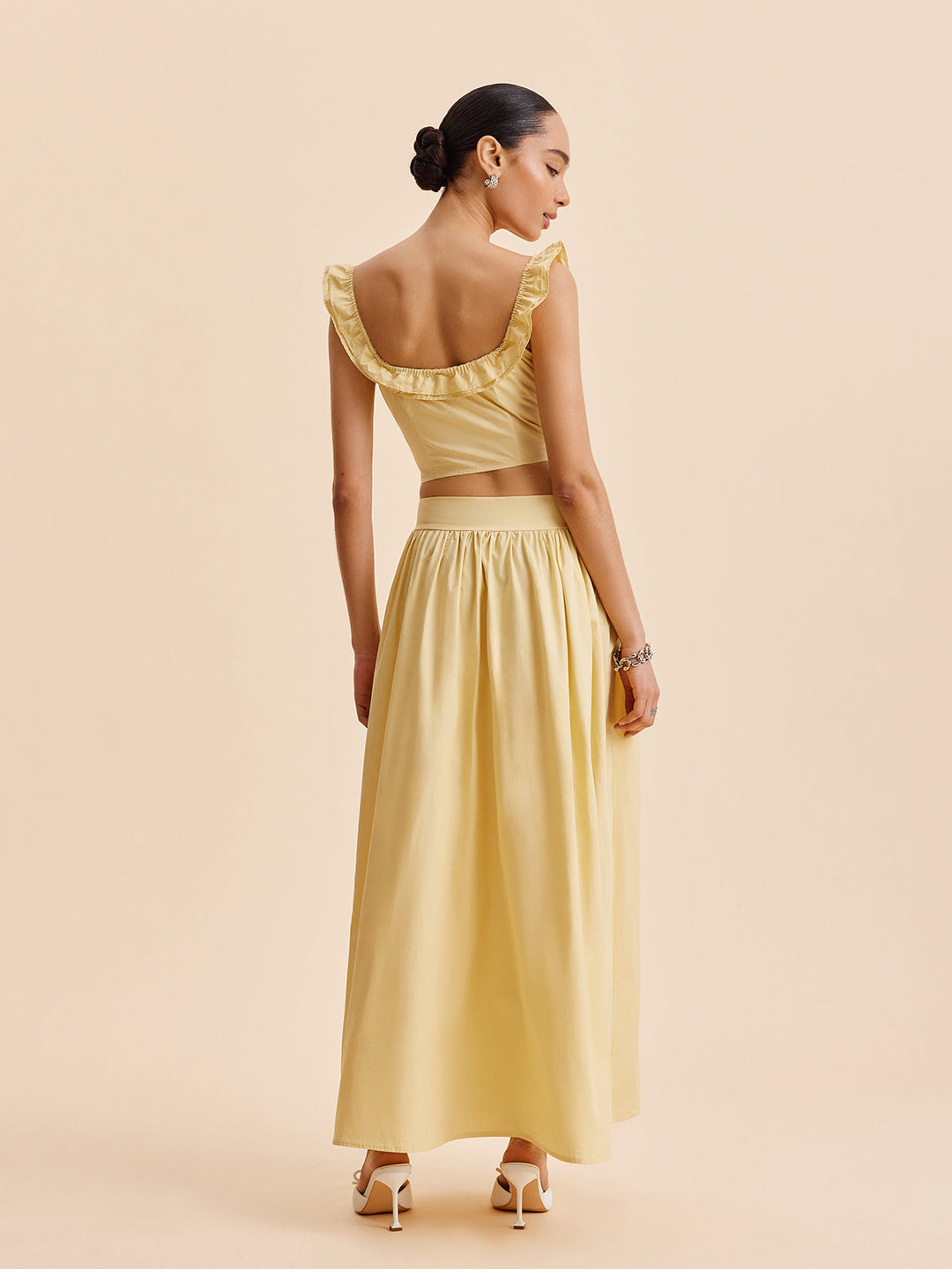 Ruffled Crop Top Skirt Set