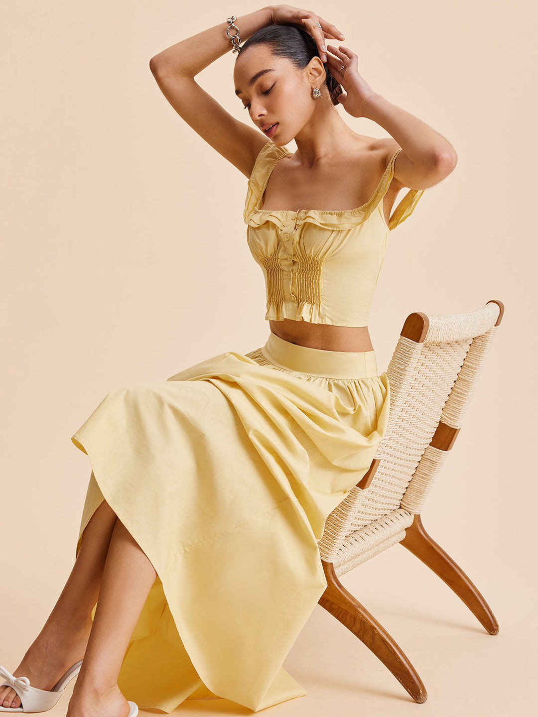 Ruffled Crop Top Skirt Set