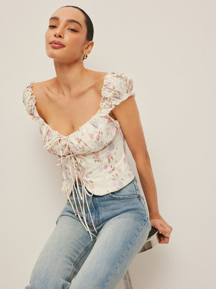 Ruffle Sleeve Tie-Front Bustier Top