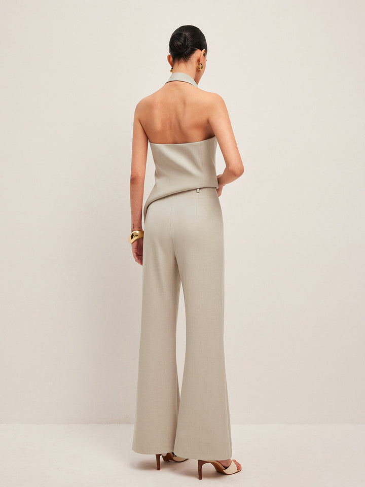 Wide-Leg Midi-Waisted Pants