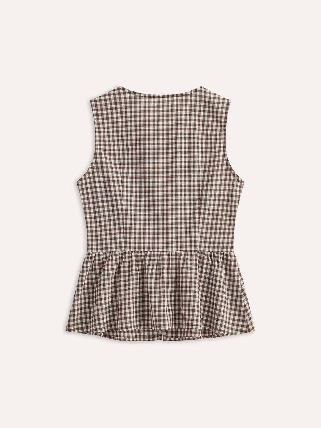 Gingham Tie-Front Peplum Top