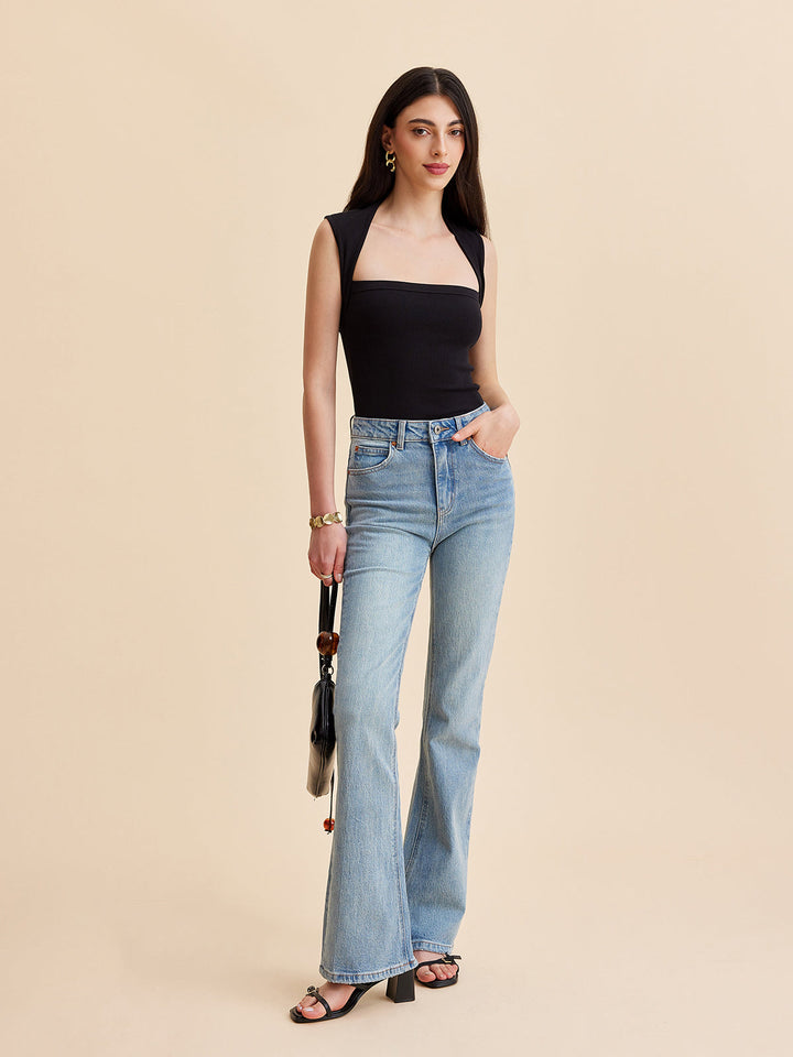 Square Neck Ribbed Tank Top