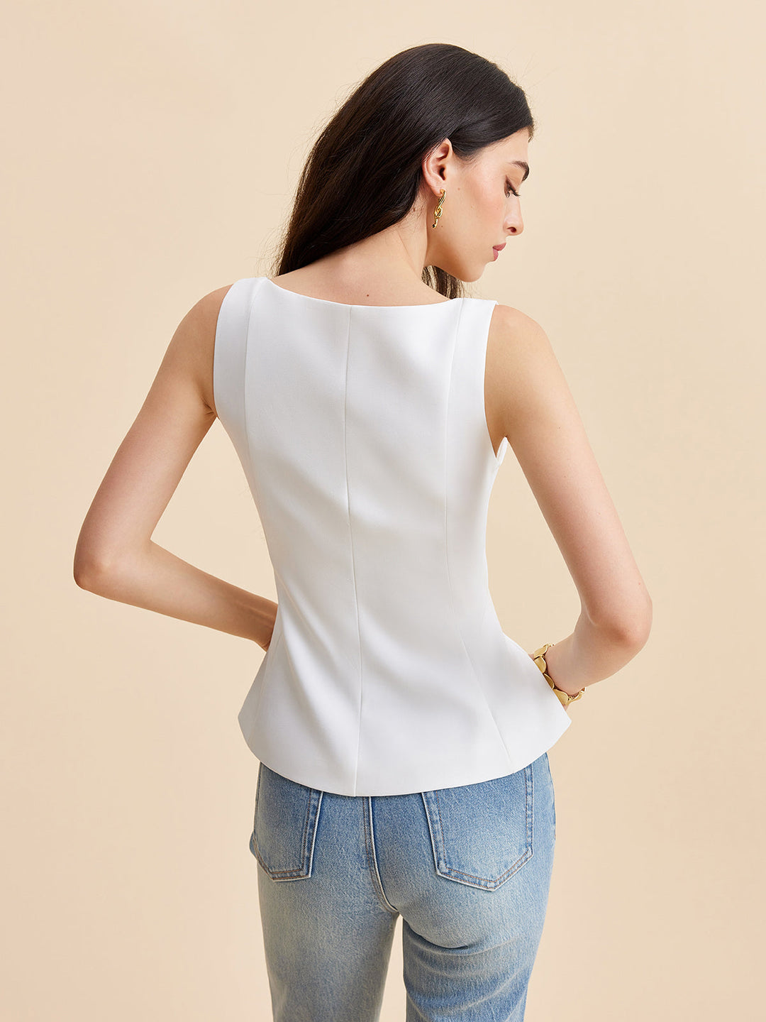 Square Neck Peplum Tank Top