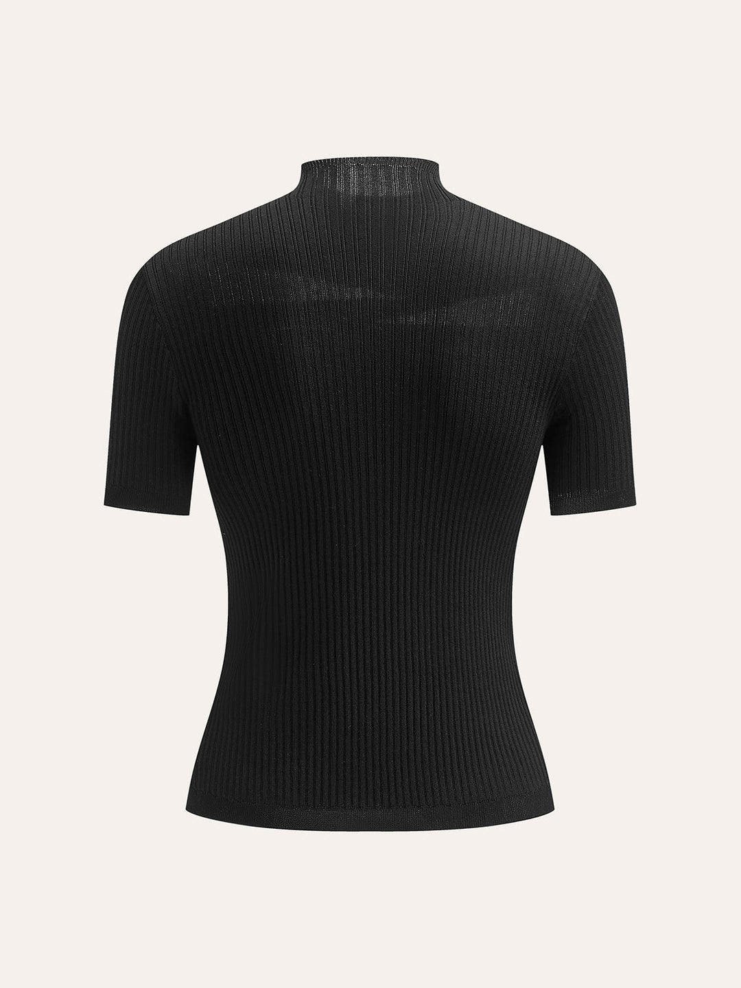 Semi-Sheer Ribbed Knit Top