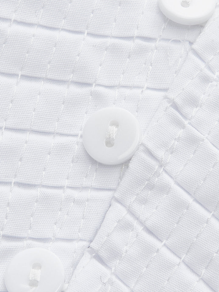 Pleated V-Neck Button-Detail Top