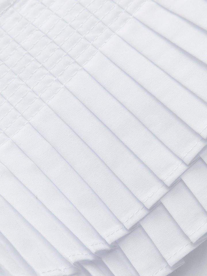 Pleated V-Neck Button-Detail Top