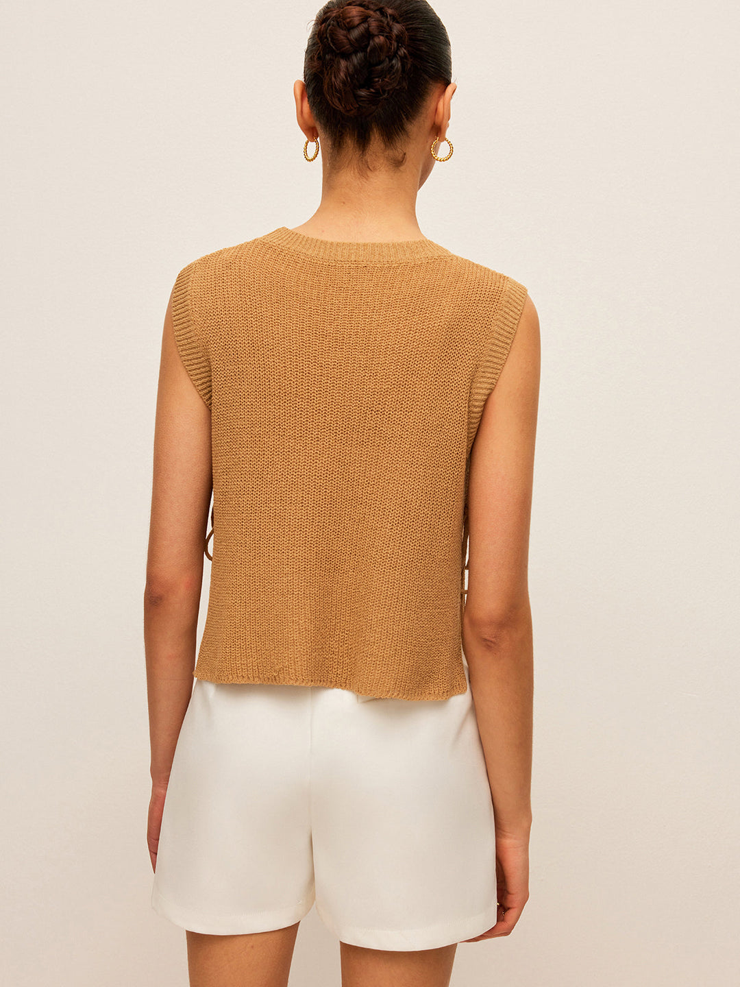 Side Tie Detail Knitted Sleeveless Top