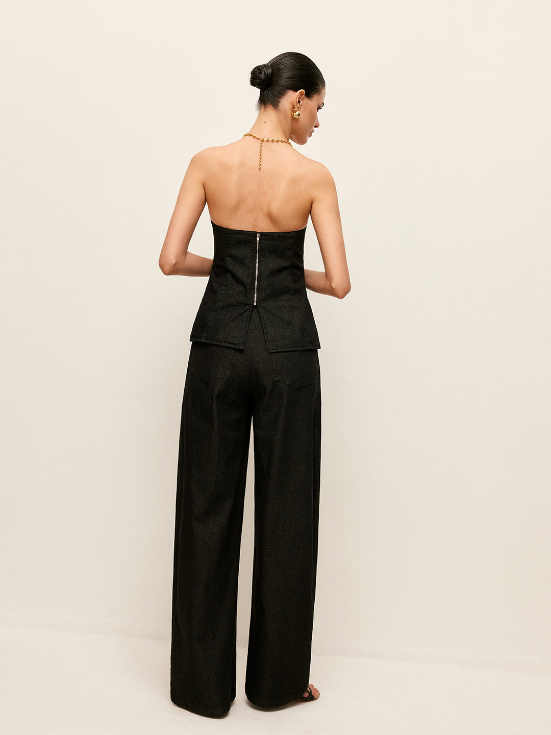 Strapless Denim Top With Back Zipper