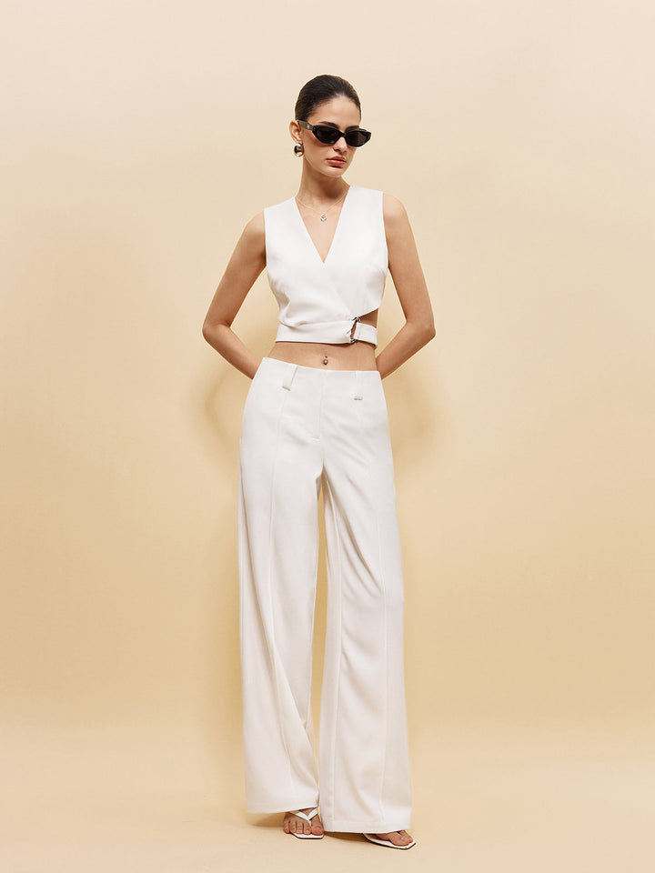 V-Neck Crop Top With Side Ring Detail