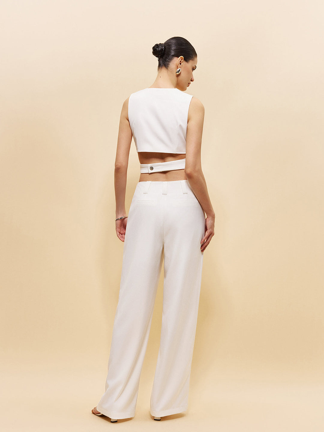 V-Neck Crop Top With Side Ring Detail