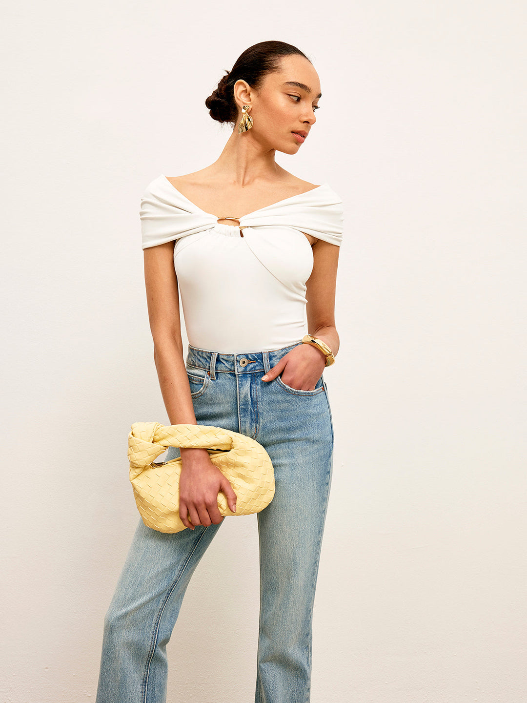 Twist Front Metal Ring Detail Top