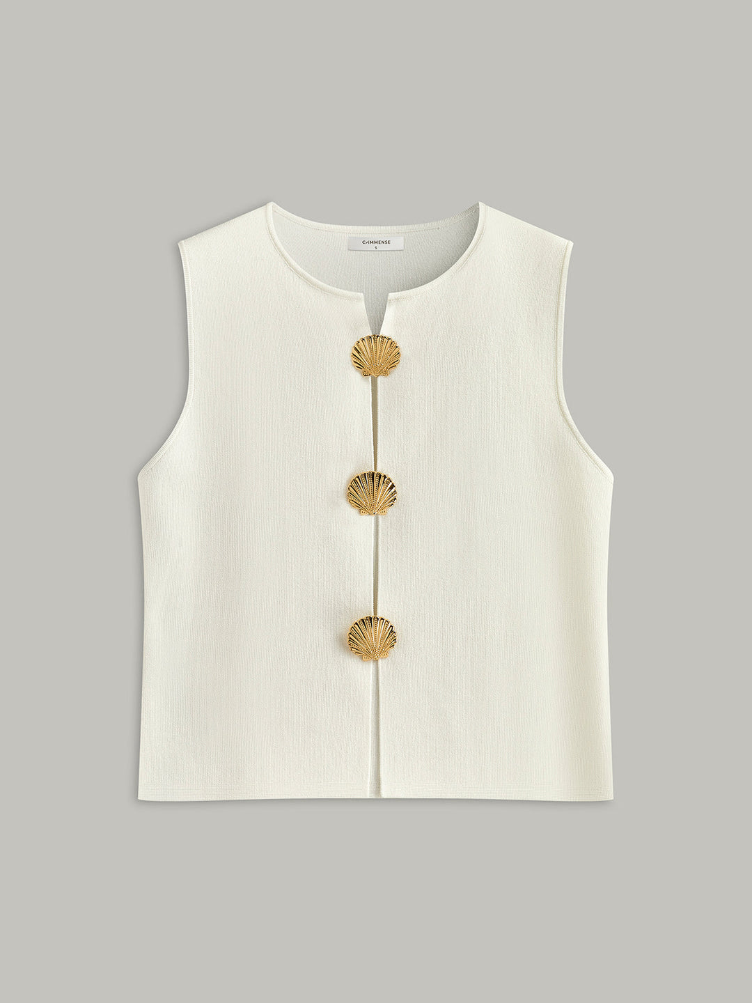 Shell Button Detail Sleeveless Top