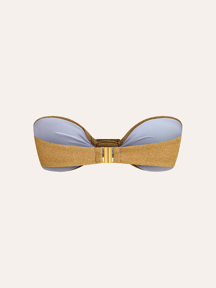 Metallic Bow Bandeau Bikini Top