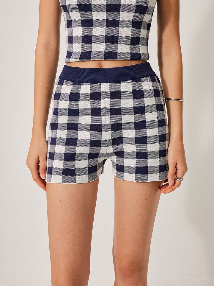 Checkerboard Knit Shorts Set