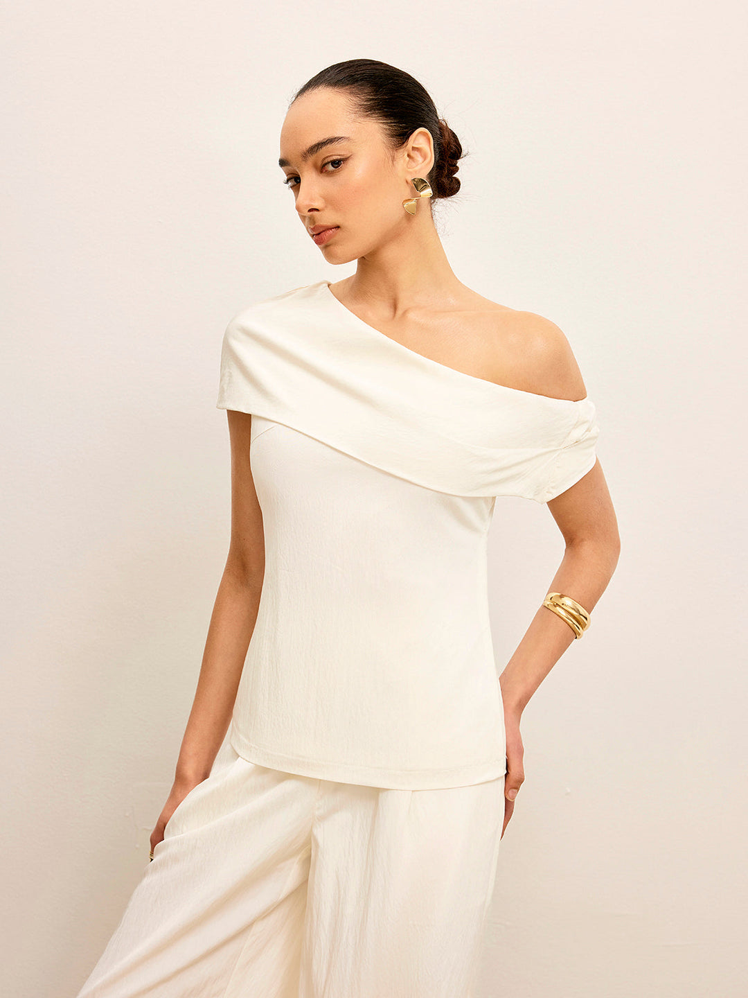 One-Shoulder Draped Top