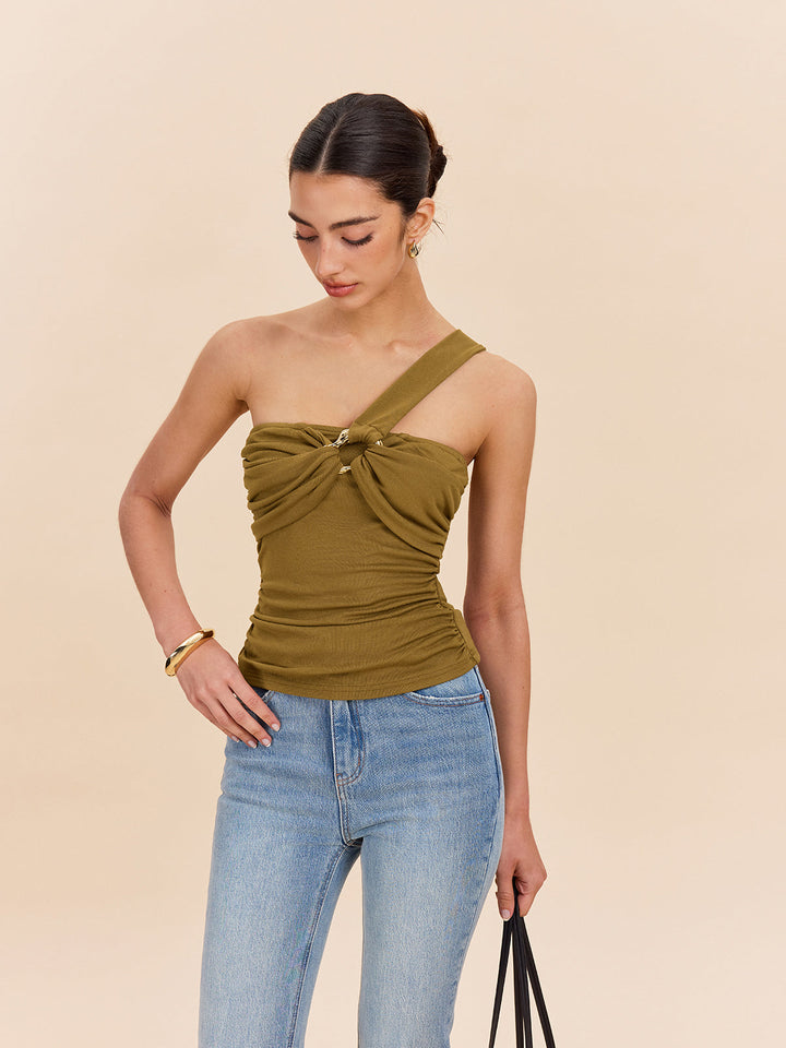 Twist Front One-Shoulder Top