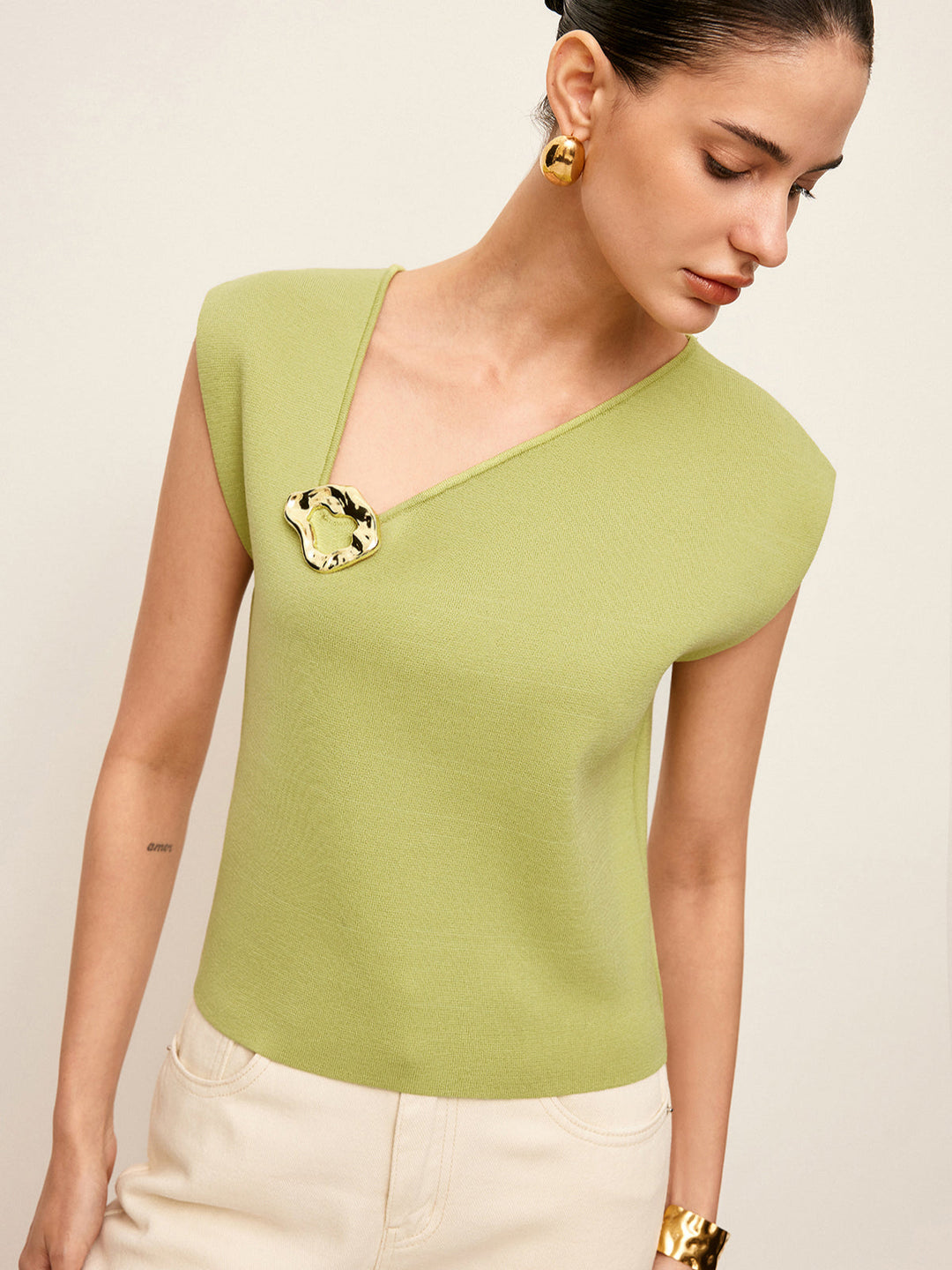 Metal Detail Knit Top