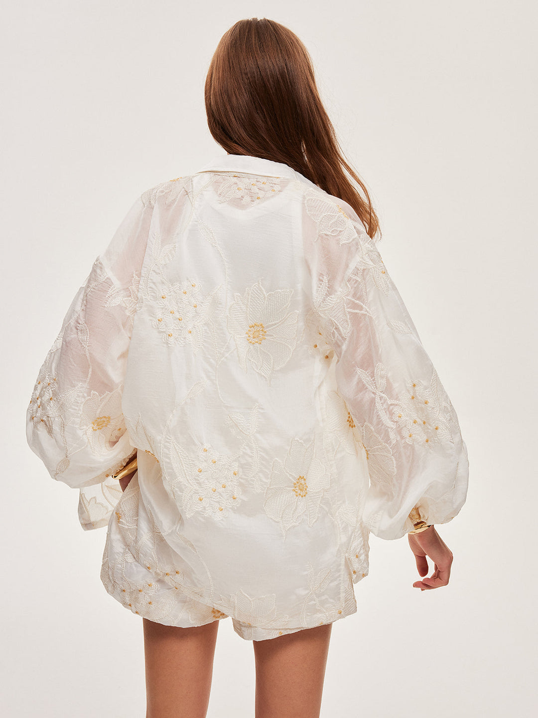 Semi-Sheer Floral Shorts Set