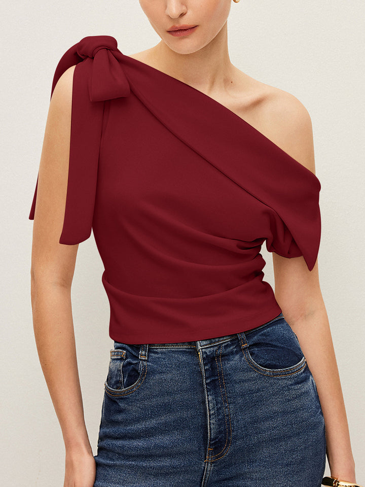 One-Shoulder Top With Bow Detail