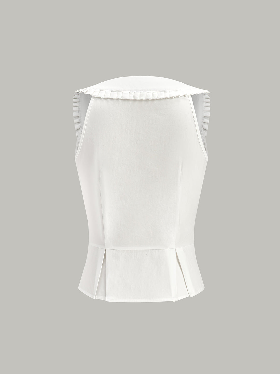 Pleated Square Neck Buttoned Top