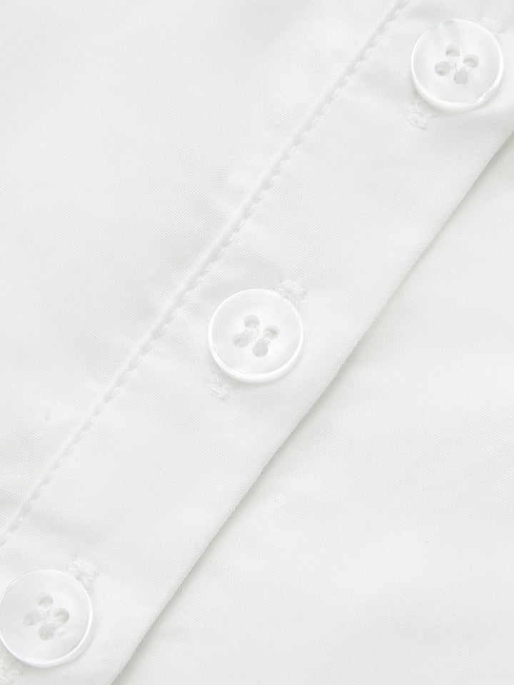 Pleated Square Neck Buttoned Top