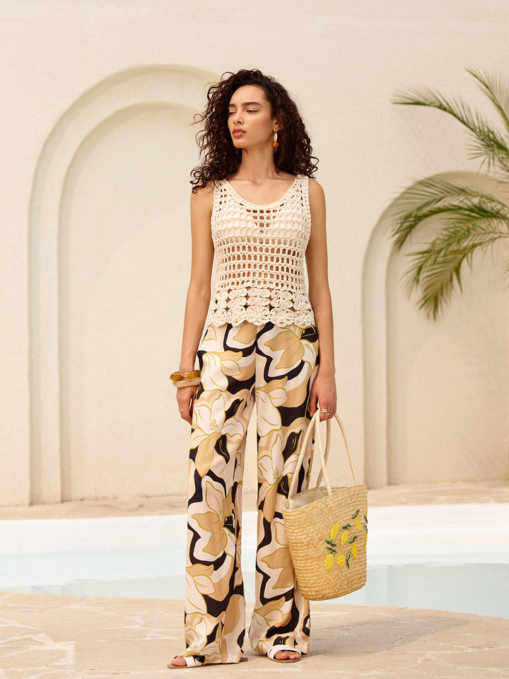 Sheer Crochet Knit Tank Top