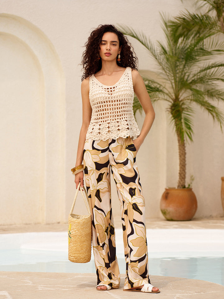 Sheer Crochet Knit Tank Top