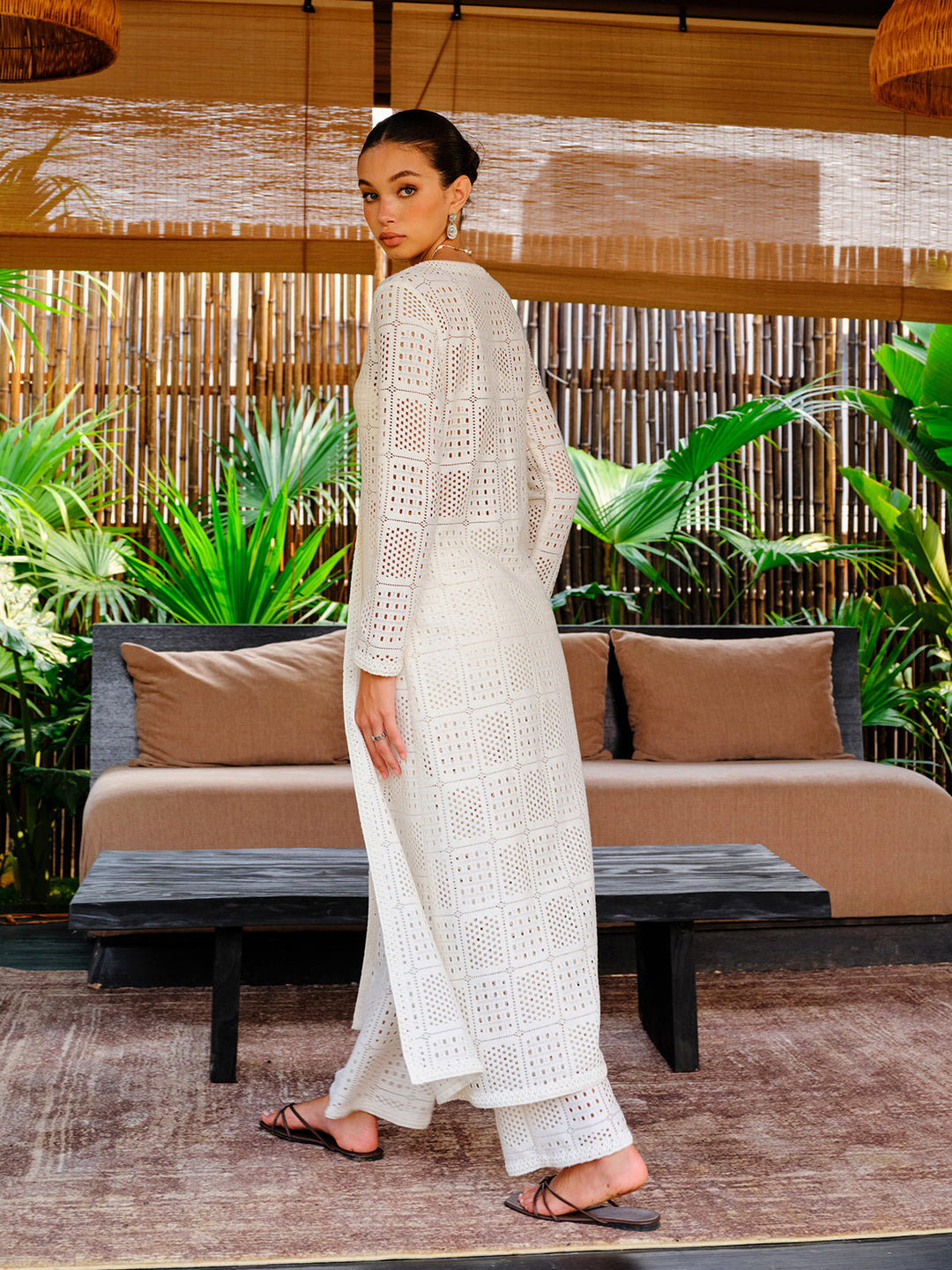 Semi-Sheer Crochet Buttoned Top